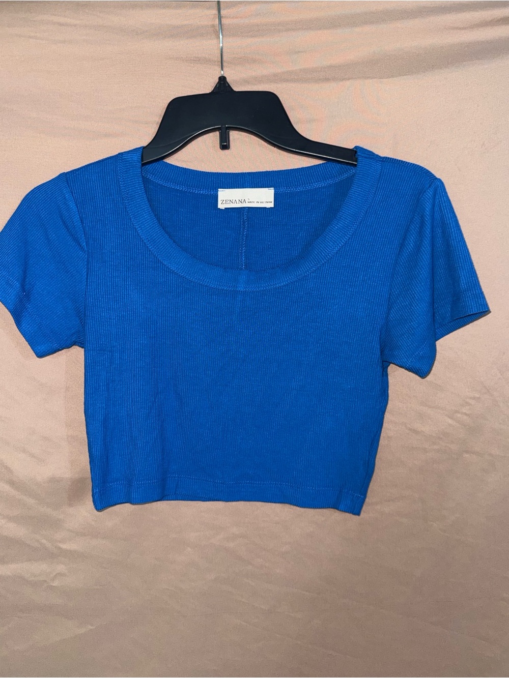 NWOT Women’s Small Zenana Outfitters Royal Blue Ribbed Scoop Neck Crop Top